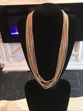 Multi-Strand Gold & Rose Gold Layered Necklace - Women Jewelry